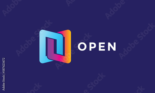 Logo vector chain minimalist design colorful concept trendy network connection link infinite technology