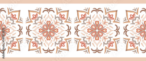 Beige border in Oriental style. Used for frame, tile and Oriental designs.
