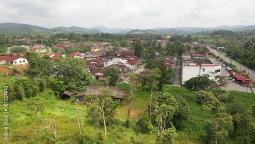 Aerial shot of village houses and palm trees,Negeri Sembilan,Malaysia photo