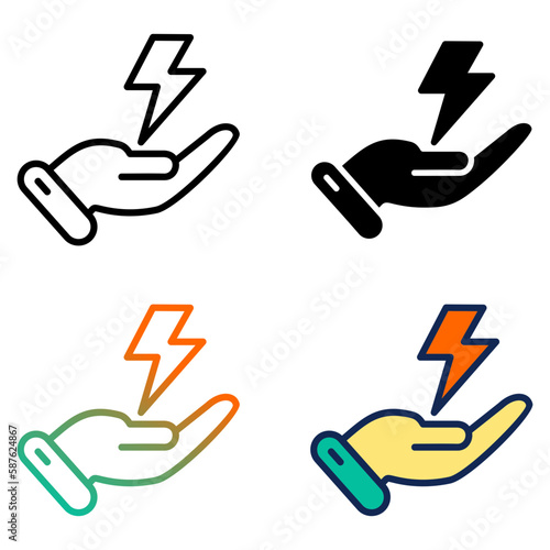 hand drawn and energy related icon vector depicting energy concern with various design types such as outline, glyph, gradient and editable color fill