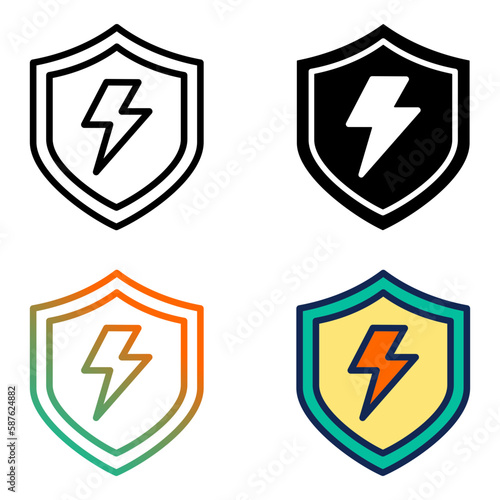 shield and energy related icon vector depicting energy security with various design types such as outline, glyph, gradient and editable color fill