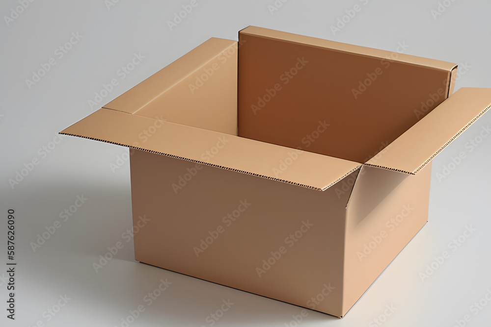 Blank cardboard box isolated on transparent background