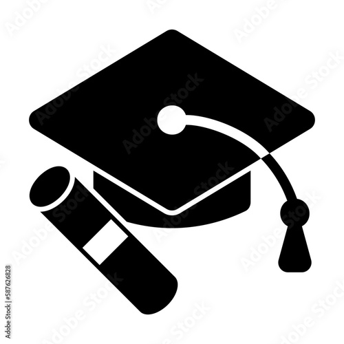 mortarboard glyph style icon