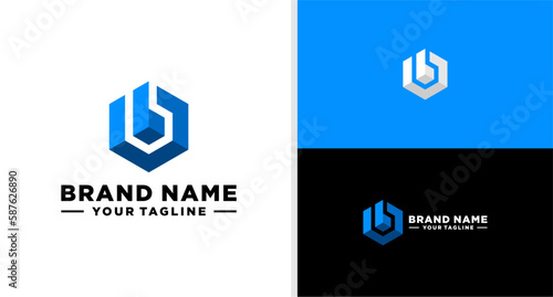LETTER B LOGO FUTURISTIC HEXAGONAL APPLICATION EDITABLE