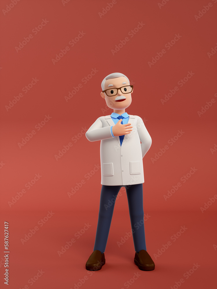 3D rendered cartoon old doctor 3D rendered cartoon old doctor