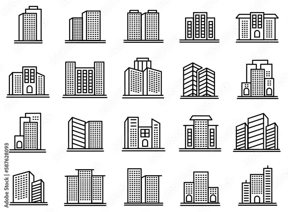 Building Icons set vector, building symbol illustration. in white background 