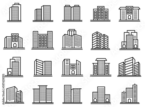 Building Icons set vector, building symbol illustration. in white background 