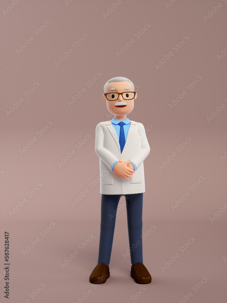 3D rendered cartoon old doctor 3D rendered cartoon old doctor