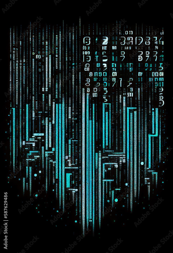 Binary computer matrix code data stream abstract background showing a ...