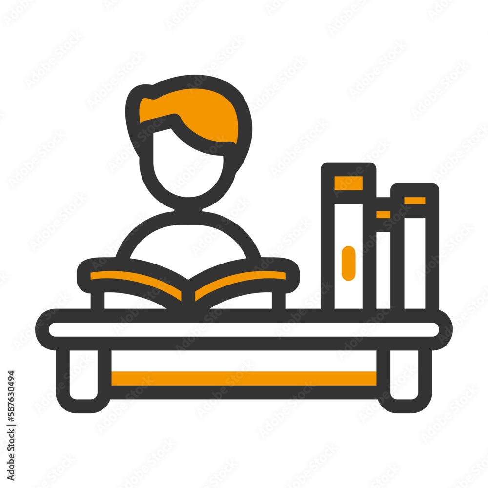 studying filled outline colored icon studying filled outline colored icon