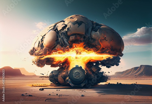Photo Atombombe explodiert auf dem Planeten Erde, Krieg, Nuklearkrieg, Politische Lage