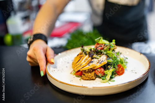 Wallpaper Mural Chef cooking Caesar salad on restaurant kitchen Torontodigital.ca