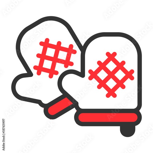 oven glove filled outline colored icon