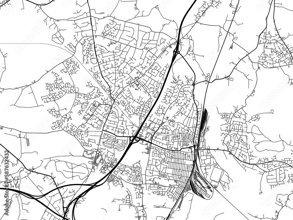 Fototapeta premium Road map of the city of Eastleigh the United Kingdom on a white background.