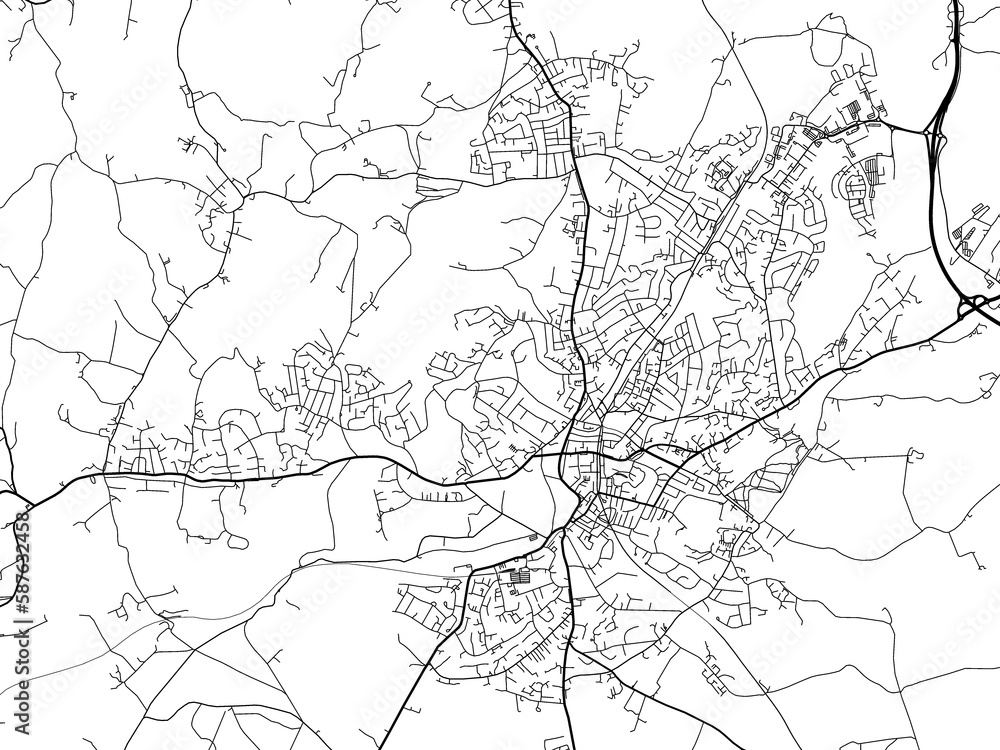 Road map of the city of  Royal Tunbridge Wells the United Kingdom on a white background.