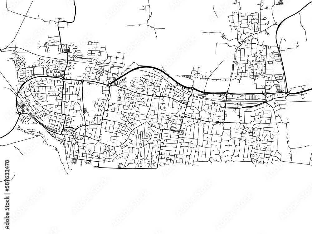 Naklejka premium Road map of the city of Littlehampton the United Kingdom on a white background.