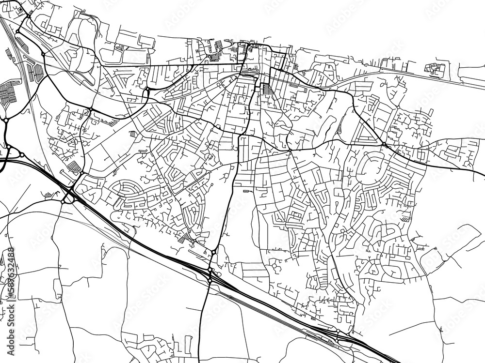 Obraz premium Road map of the city of Gravesend the United Kingdom on a white background.