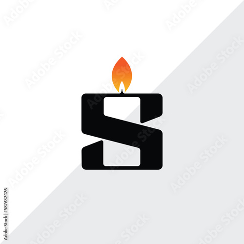Letter S and Candle Logo