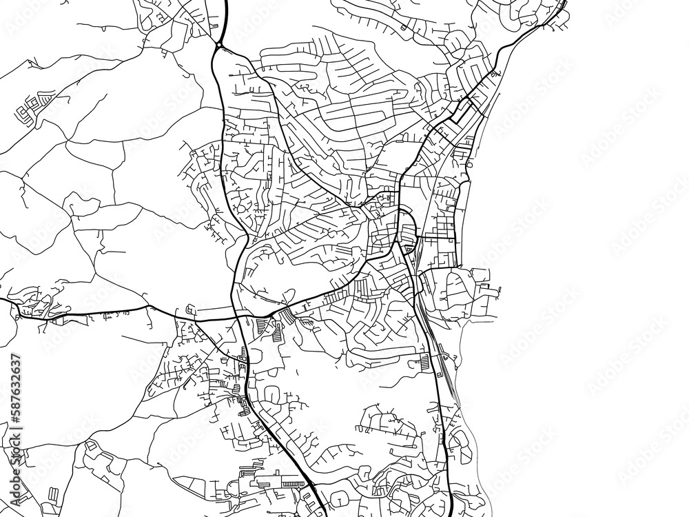 Road map of the city of Paignton the United Kingdom on a white background. Road map of the city of Paignton the United Kingdom on a white background.