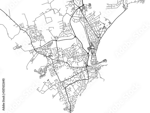 Road map of the city of  Weymouth the United Kingdom on a white background.
