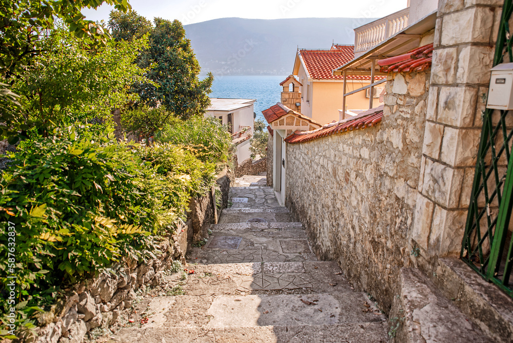 Narrow street to the sea in Herceh Novi