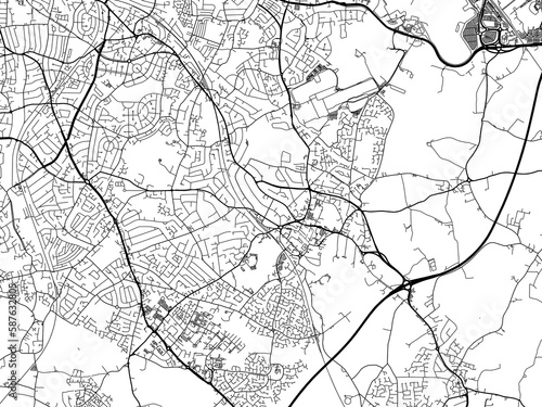 Road map of the city of  Solihull the United Kingdom on a white background.