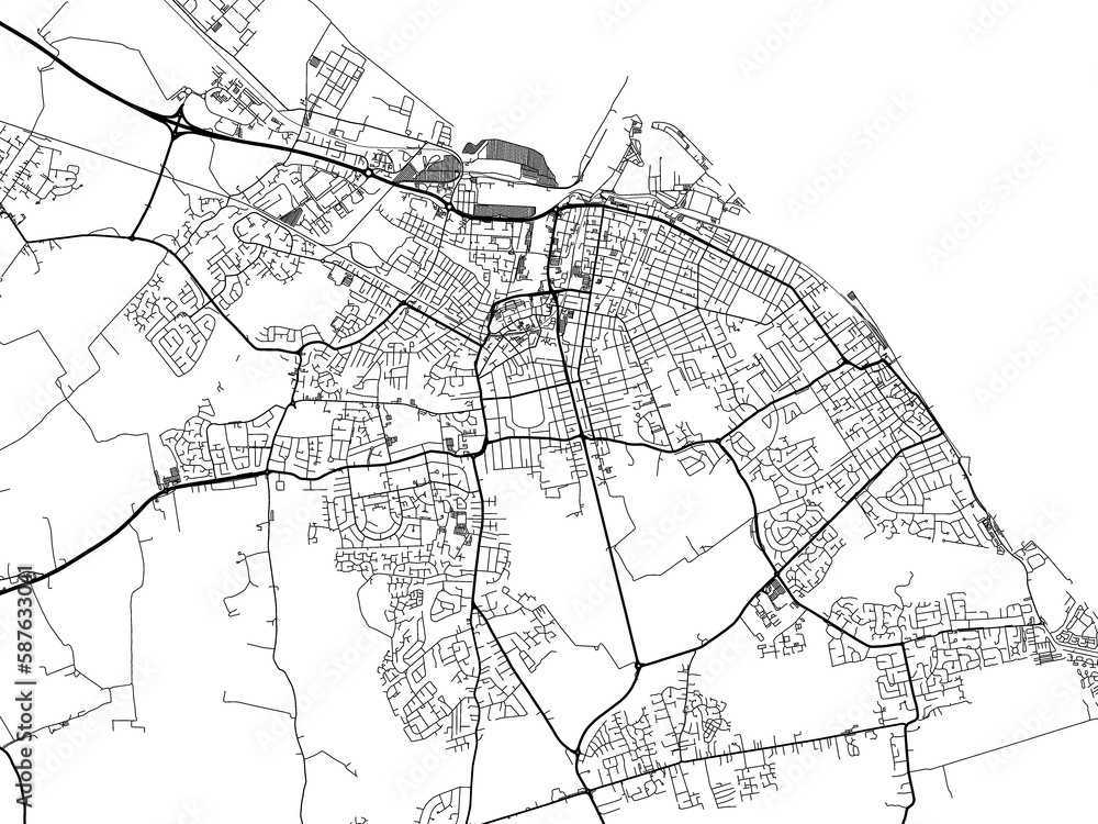 Road map of the city of  Grimsby the United Kingdom on a white background.