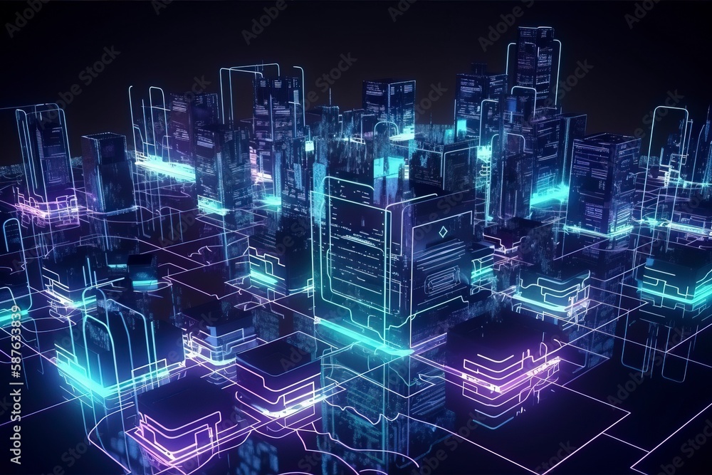 Smart City in the Context of Circuit Boards. AI technology generated image Smart City in the Context of Circuit Boards. AI technology generated image