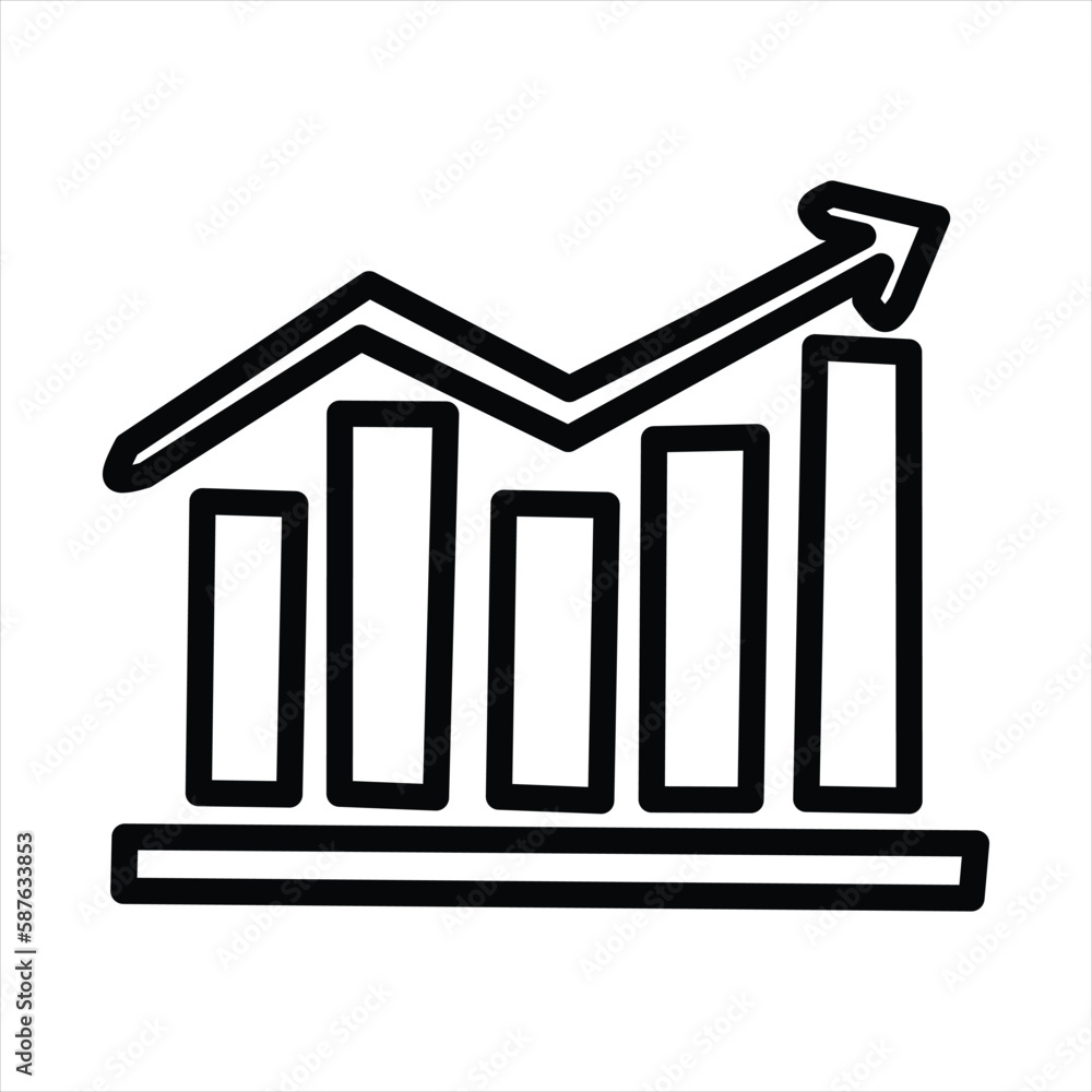 Black line Financial growth increase icon isolated on white background. Black line Financial growth increase icon isolated on white background.