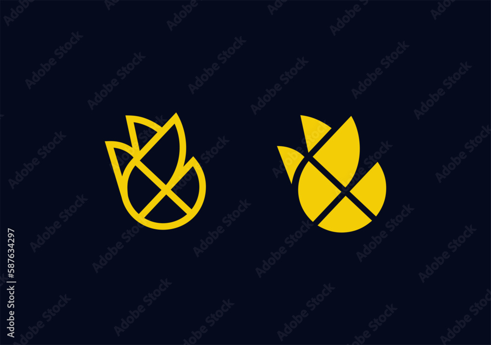 Pineapple Letter G vector symbol with yellow lines Pineapple Letter G vector symbol with yellow lines