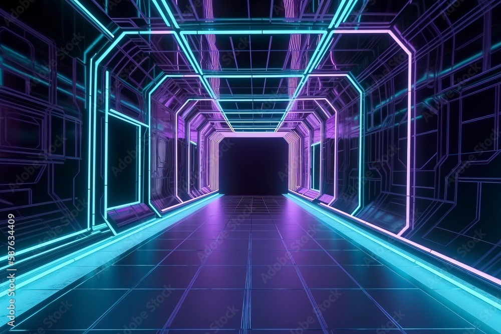 The technological cyberspace background of neon effect. AI technology generated imag The technological cyberspace background of neon effect. AI technology generated imag