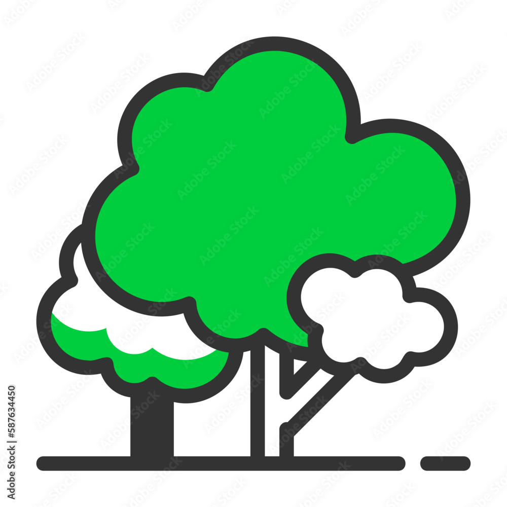 trees filled outline colored icon trees filled outline colored icon