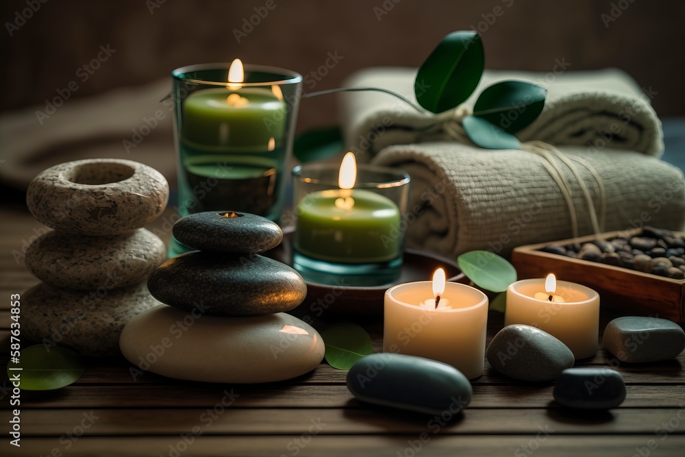 Beauty and health centers are equipped with spa accessories.AI technology generated image Beauty and health centers are equipped with spa accessories.AI technology generated image