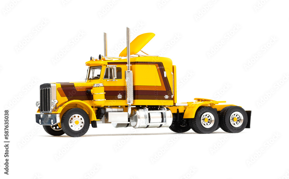 yellow american truck isolated on white background