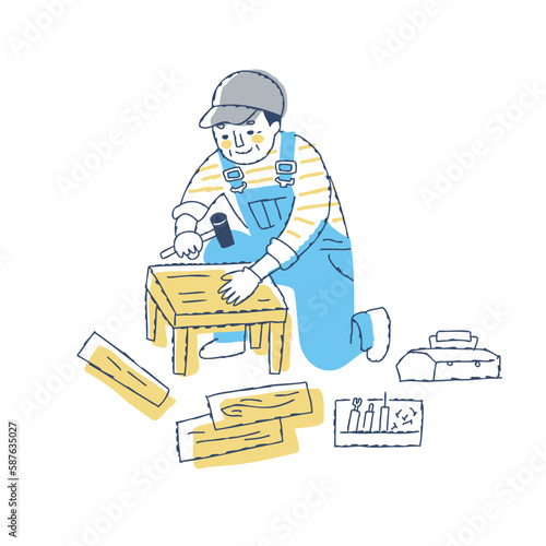 DIYをするシニア男性