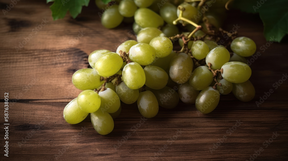 Green Grapes on a Wooden Table Green Grapes on a Wooden Table