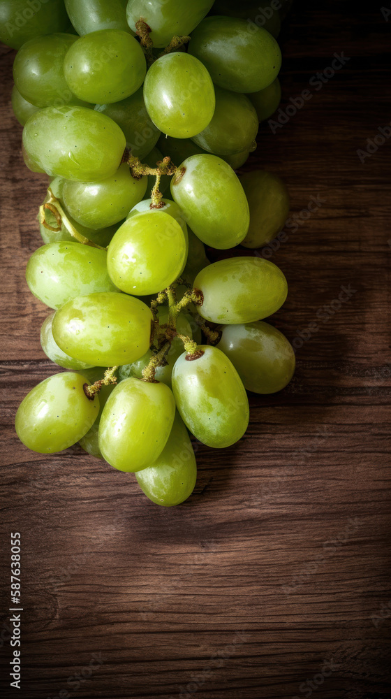 Green Grapes on a Wooden Table Green Grapes on a Wooden Table