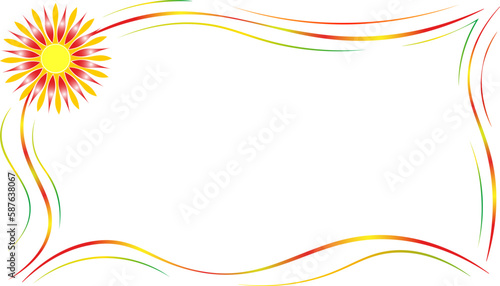  beautiful frame with a bright sun, on a white background