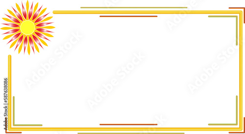  beautiful frame with a bright sun, on a white background