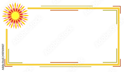  beautiful frame with a bright sun, on a white background