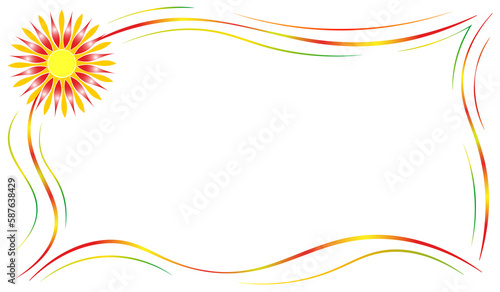  beautiful frame with a bright sun, on a white background