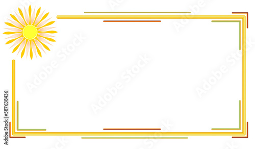  beautiful frame with a bright sun, on a white background
