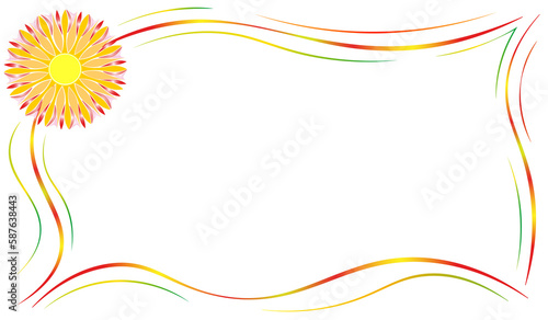  beautiful frame with a bright sun, on a white background