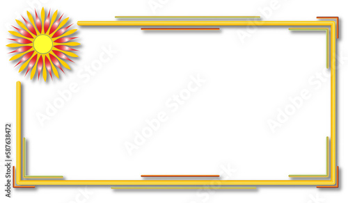  beautiful frame with a bright sun, on a white background
