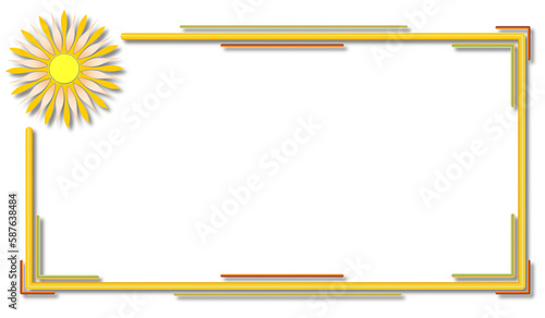  beautiful frame with a bright sun, on a white background