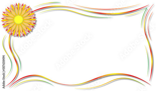  beautiful frame with a bright sun, on a white background