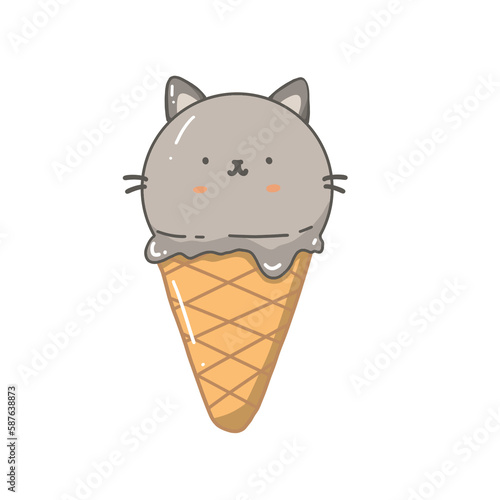 Ice cream grey cat
