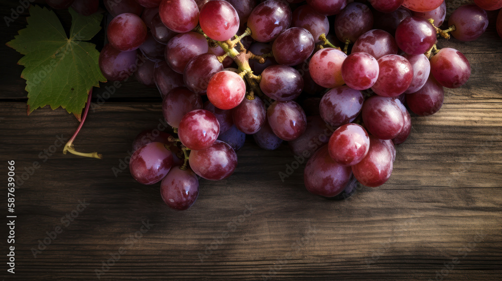 Red Grapes on a Wooden Table Red Grapes on a Wooden Table