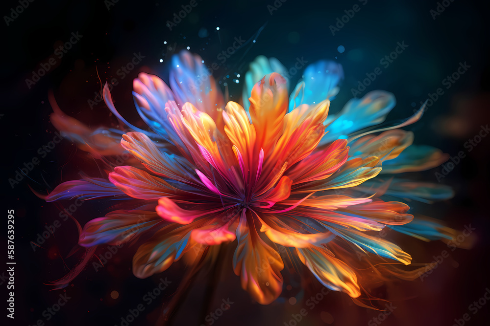 A colourful flower in a beautiful light, Generative AI A colourful flower in a beautiful light, Generative AI