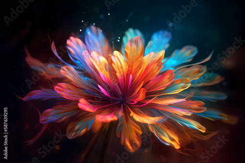 A colourful flower in a beautiful light, Generative AI
